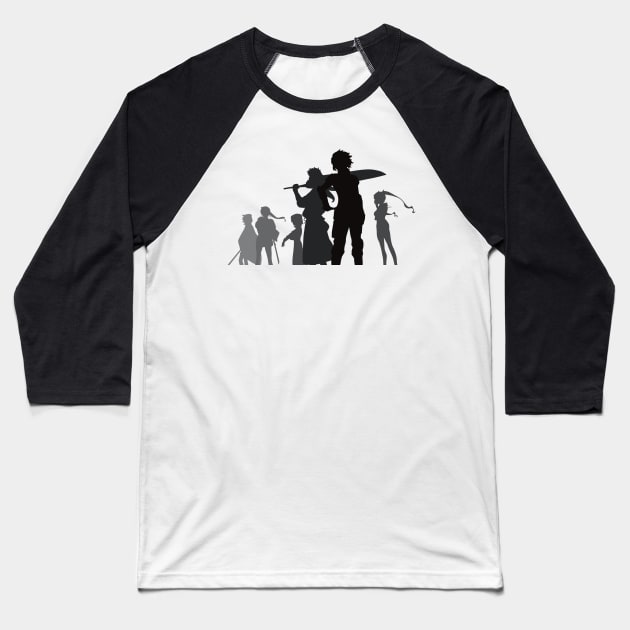 Danmachi Anime Season 4 Hestia Familia Member in Black Silhouette Baseball T-Shirt by Animangapoi